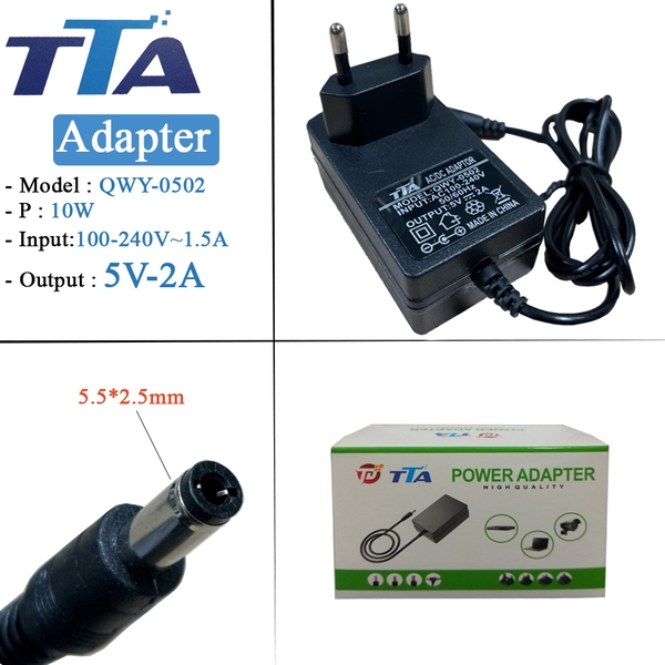 Nguồn Adapter TTA 5V-2A Chân 5.5x2.5mm QWY-0502