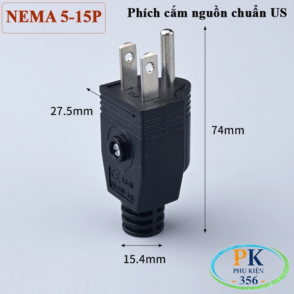 Phích cắm nguồn NEMA 3 chấu JORINDO AC-NEMA 125V-10A