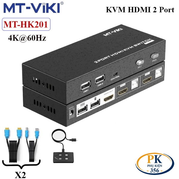 KVM Switch HDMI 2 cổng 4K@60Hz MT-viki MT-HK201