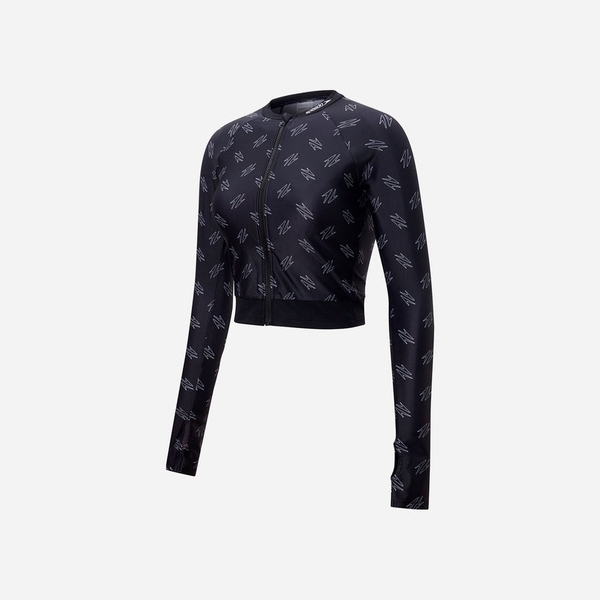Áo Bơi Chống Nắng Nữ Js2 Ls Alvr Zip Rash Top(Af) - Đen/Trắng