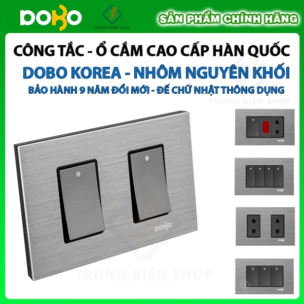 Công tắc Ổ cắm điện âm tường DoBo Hàn Quốc A88 nhôm cao cấp nhập khẩu chính hãng - Bảo hành 9 năm - NPP Trung Kiên