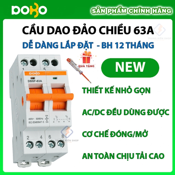 [HÀNG CHÍNH HÃNG] Cầu dao đảo chiều DoBo Hàn Quốc DBSF-63A - Aptomat đảo chiều DoBo - Thiết kế mới - Hàng Tốt - Có xuất VAT - BH 12 tháng