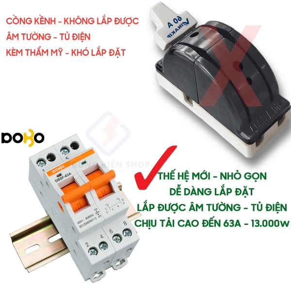 [HÀNG CHÍNH HÃNG] Cầu dao đảo chiều DoBo Hàn Quốc DBSF-63A - Aptomat đảo chiều DoBo - Thiết kế mới - Hàng Tốt - Có xuất VAT - BH 12 tháng