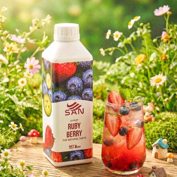 Syrup Berry Quả Mọng SAN Chai 1Kg – Siro Pha Trà Trái Cây, Soda, Cocktail