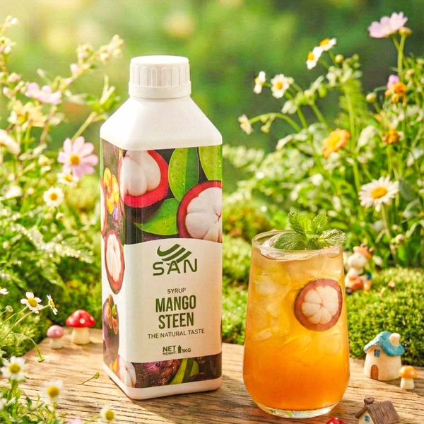 Syrup Măng Cụt SAN Chai 1Kg – Siro Pha Trà Trái Cây, Soda, Đá Xay
