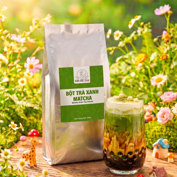 Bột Matcha Đài Loan Kinh Bắc Bịch 500g (Trà Xanh Matcha, Chuẩn Pha Chế, Latte, Làm Bánh)