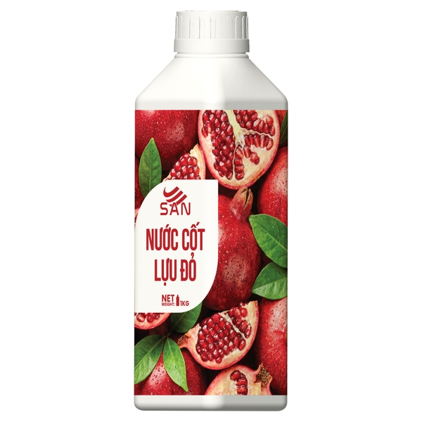 NƯỚC CỐT LỰU ĐỎ (1 kg), tặng sách công thức, tiện dụng, trái cây tự nhiên, đậm đặc, chuyên dùng pha chế trà trái cây, soda