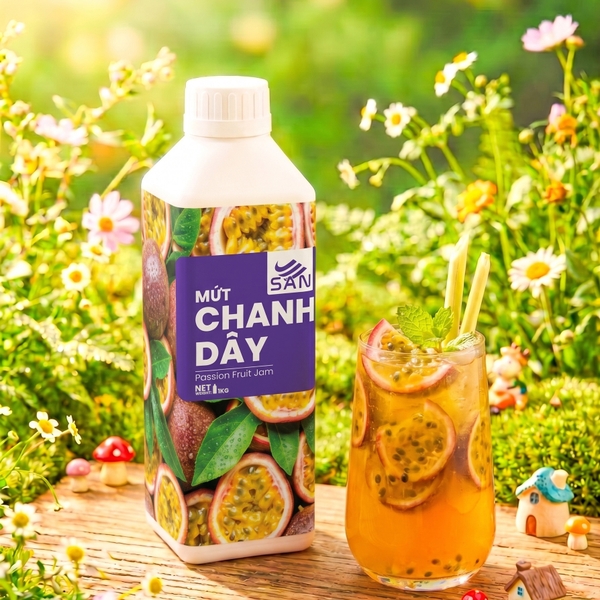Mứt Chanh Dây Chanh Leo Chai 1kg Tiện Dụng, Chuẩn Pha Chế Trà Trái Cây, Đồ Uống