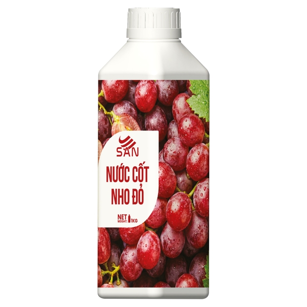 NƯỚC CỐT NHO ĐỎ (1 kg), tặng sách công thức, tiện dụng, trái cây tự nhiên, đậm đặc, chuyên dùng pha chế trà trái cây, soda