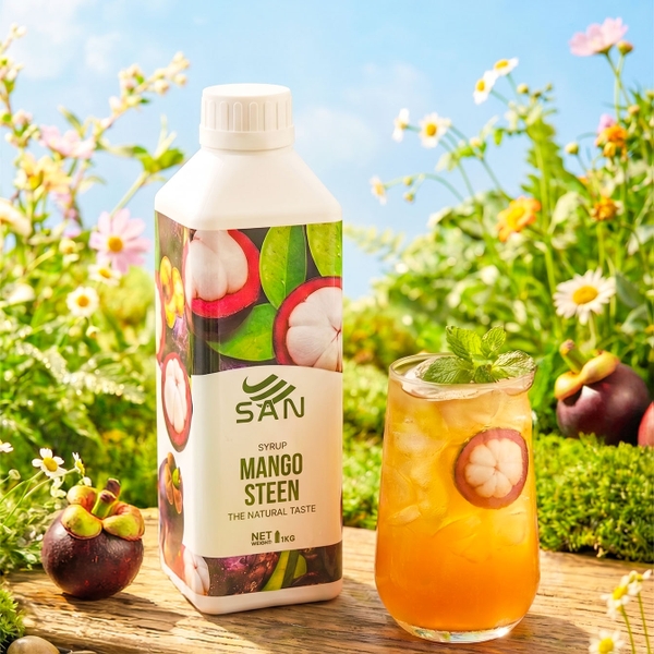Syrup Măng Cụt SAN Chai 1Kg – Siro Pha Trà Trái Cây, Soda, Đá Xay