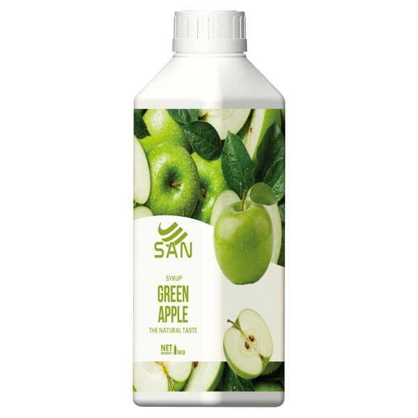 SYRUP TÁO XANH (1 kg), tặng sách công thức, tiện dụng, trái cây tự nhiên, đậm đặc, chuyên dùng pha chế trà trái cây, soda