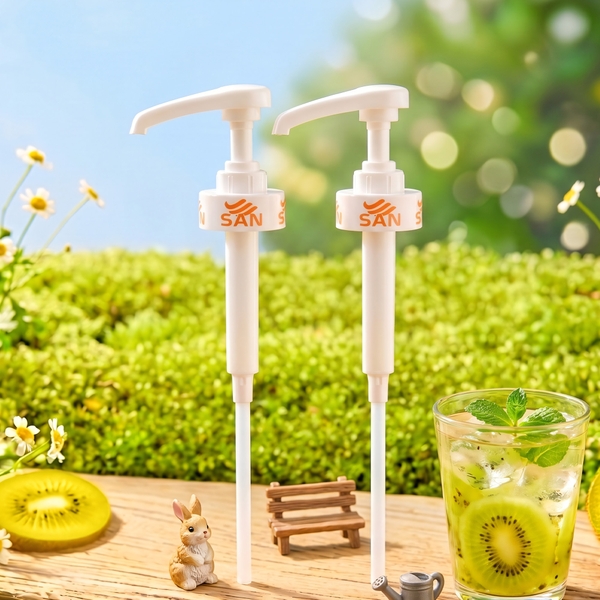 Vòi Pump Siro SAN 10ml Cho Chai 1Kg / 2.5Kg – Vòi Bơm Syrup Nhựa Cao Cấp, Định Lượng Chuẩn, Size 40mm