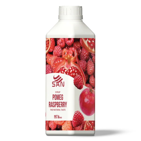 SYRUP LỰU ĐỎ - MÂM XÔI Chai 1Kg (Trái Cây Tự Nhiên - Hương Thơm, Màu Sắc Nổi Bật)