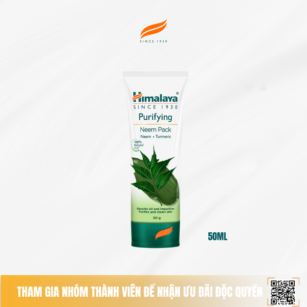 Mặt nạ đất sét lá neem loại bỏ mụn, bã nhờn và mờ thâm Himalaya Neem Face Pack 50ml