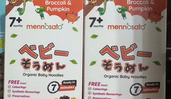 Mì rau củ hữu cơ cho bé vị bông cải bí ngô mennosato 80g