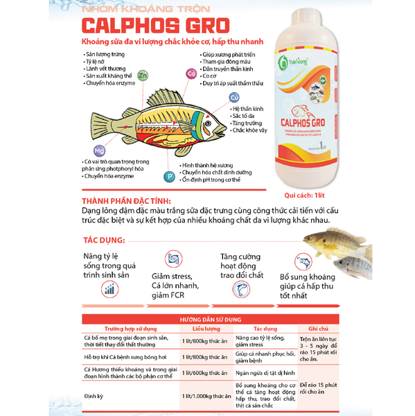 CALPHOS GRO - Khoáng sữa đa vi lượng, chắc khỏe cơ, hấp thu nhanh