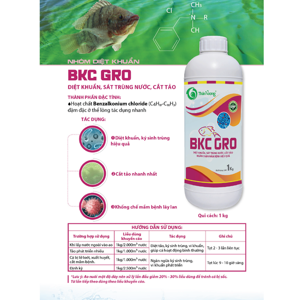 BKC GRO - Diệt khuẩn, sát trùng nước, cắt tảo
