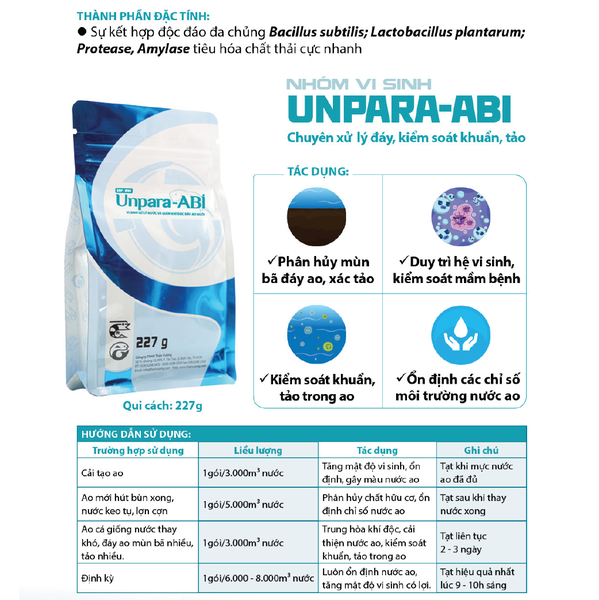 UNPARA ABI - Chuyên xử lý đáy, kiểm soát khuẩn, tảo