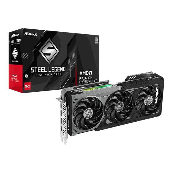 Card màn hình ASRock AMD RX 9070 XT 16G Steel Legend Dark