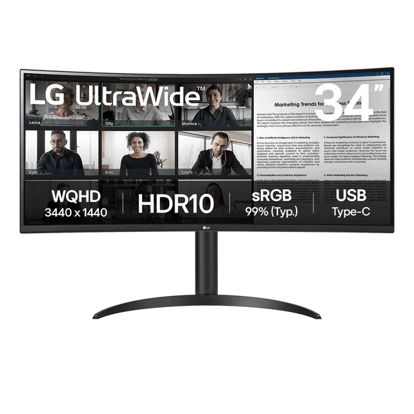 Màn hình LG Ultrawide 2K 34WR55QK-B.ATV | 34 inch, WQHD, VA, 100Hz, 1ms, USB-C, chân CTH, cong