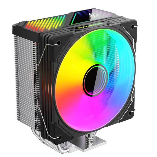 Tản nhiệt khí CPU CoolMoon GT600 ARGB - Black (Hiển thị nhiệt độ)