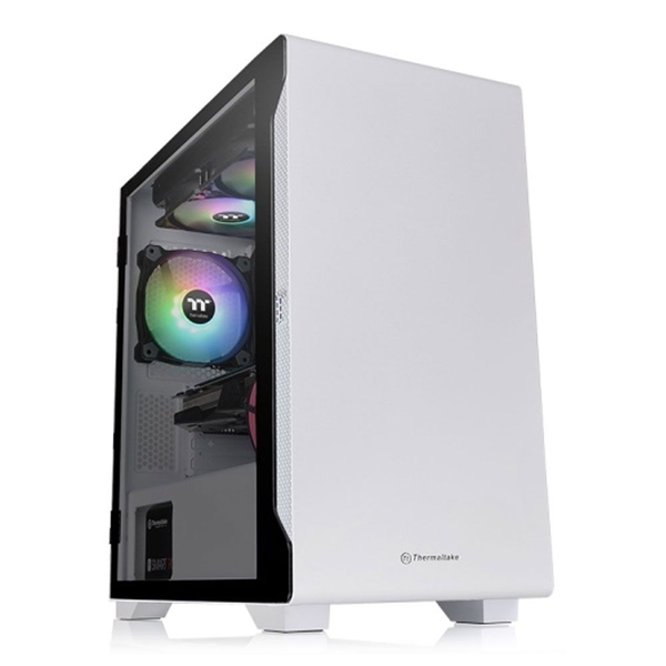 Thùng máy Thermaltake S100 Tempered Glass Snow Trắng (Kèm Sẵn 1 Fan Đen)
