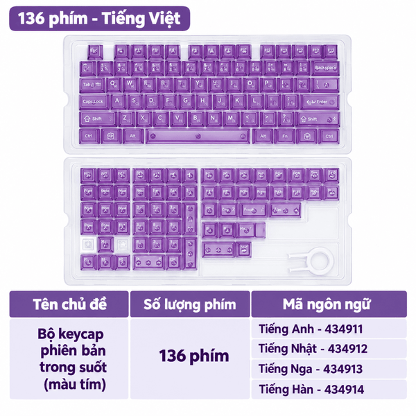 [NEW] Keycap trong suốt xuyên LED
