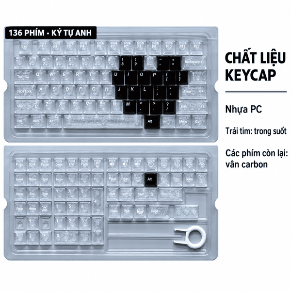 [USED/LIKENEW] Keycap trong suốt xuyên LED