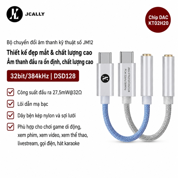[NEW] Đầu chuyển tai nghe Type C  to 3.5mm JCally JM12 Dongle DAC/AMP | QMTECH STORE