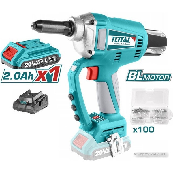 Máy rút rivet dùng pin 20V Total TRTLI20051, Lực kéo 20kN có đèn led ...