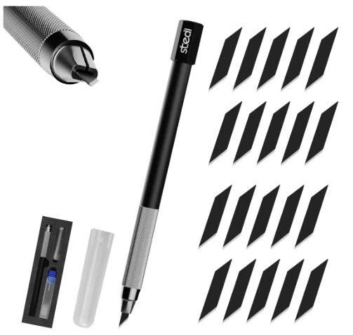 [Chính Hãng] Stedi Dao Gọt Mô Hình, Xử lý ghẻ MS 21 Cao Cấp Cán Kim Loại + hộp Dao 4mm 20 lưỡi