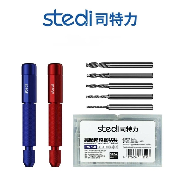 [Chính Hãng] Stedi Khoan Cầm Tay Mini Cao Cấp, Cán Kim Loại MS-25, Bộ Mũi Khoan MS-155 MS-156