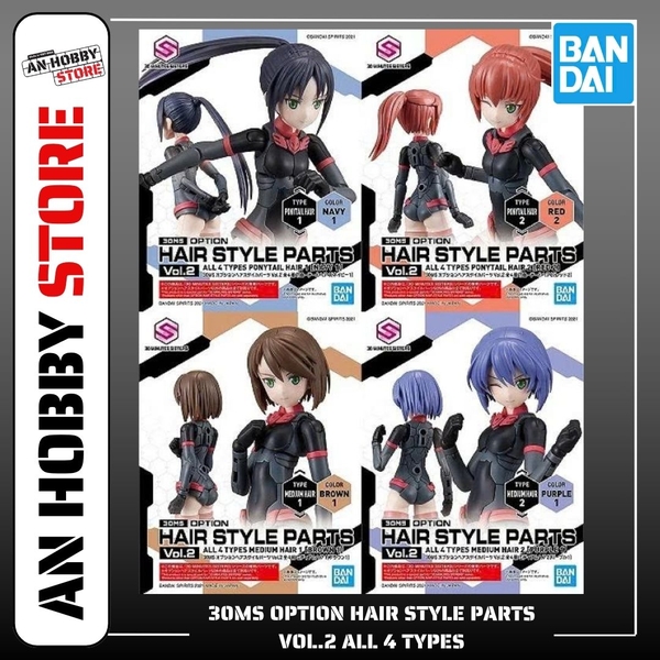 [HÀNG SẴN] BANDAI PHỤ KIỆN MÔ HÌNH 30MS OPTION HAIR STYLE PARTS Vol.2 ALL 4 TYPES