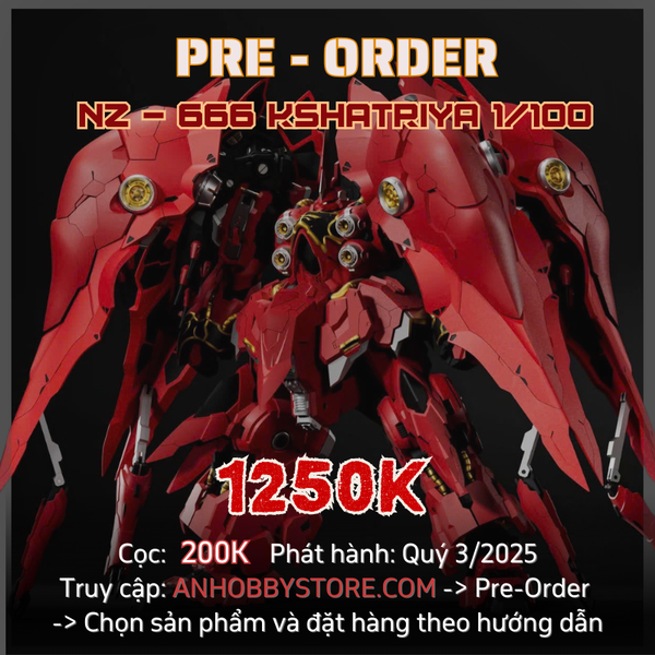 [HÀNG ĐẶT TRƯỚC] Mô Hình lắp ráp 1/100 Kshatriya NZ - 666 giá 1.250.000 VND phát hành quý 3 / 2025