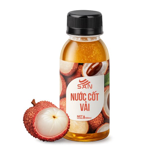 NƯỚC CỐT VẢI Chai 100ml, tặng sách công thức, tiện dụng, trái cây tự nhiên, đậm đặc, chuyên dùng pha chế trà trái cây, soda