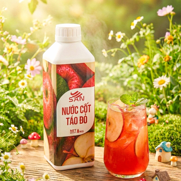 NƯỚC CỐT TÁO ĐỎ Chai 1Kg (Trái Cây Tự Nhiên - Hương Thơm, Màu Sắc Nổi Bật)