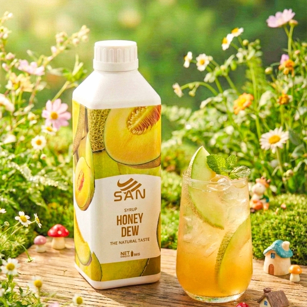 SYRUP DƯA LƯỚI XANH Chai 1Kg (Trái Cây Tự Nhiên - Hương Thơm, Màu Sắc Nổi Bật)