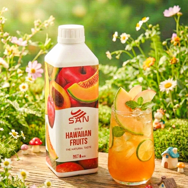 SYRUP TÁO - ĐÀO - DƯA LƯỚI Chai 1Kg (Trái Cây Tự Nhiên - Hương Thơm, Màu Sắc Nổi Bật)