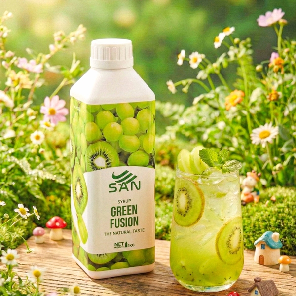 SYRUP KIWI - NHO XANH Chai 1Kg (Trái Cây Tự Nhiên - Hương Thơm, Màu Sắc Nổi Bật)