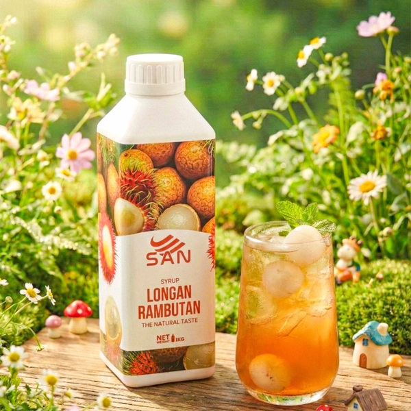 SYRUP LONG NHÃN CHÔM CHÔM Chai 1Kg (Trái Cây Tự Nhiên - Hương Thơm, Màu Sắc Nổi Bật)