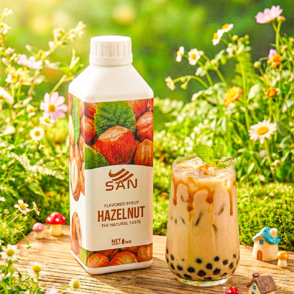 SYRUP HƯƠNG HẠT PHỈ Chai 1Kg, đậm đà, có chai chiết 100ml tặng công thức, latte, trà sữa, làm bánh, pha chế đa dạng