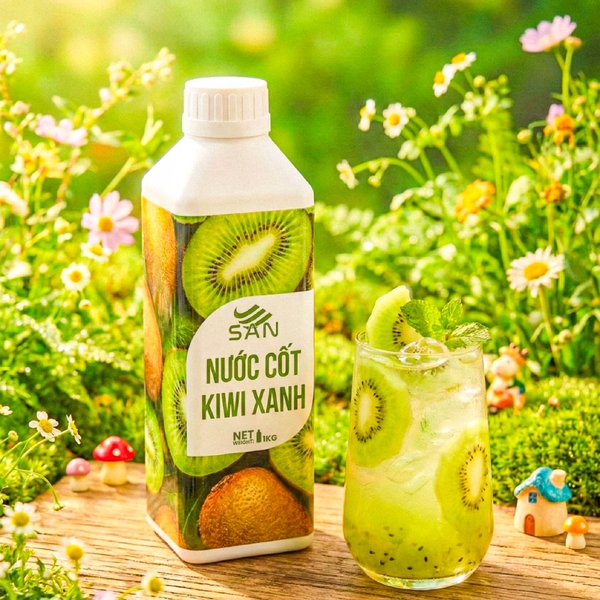 NƯỚC CỐT KIWI XANH Chai 1Kg, tặng sách công thức, tiện dụng, trái cây tự nhiên, đậm đặc, chuyên dùng pha chế trà trái cây, soda
