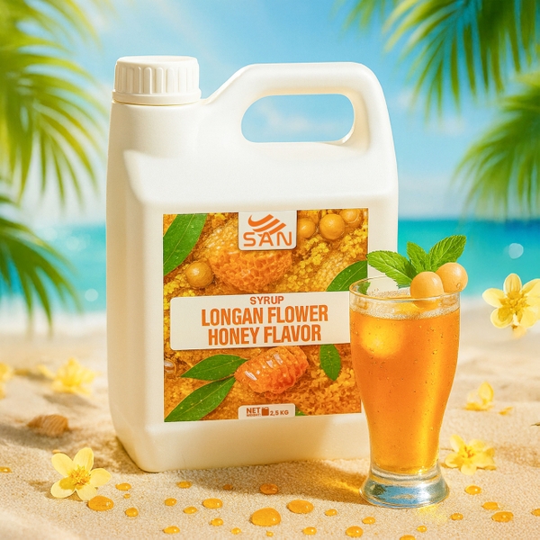 SYRUP HƯƠNG MẬT ONG HOA NHÃN Chai 2,5Kg – Syrup pha chế trà sữa, đồ uống – Có mẫu 100ml, tặng công thức pha chế