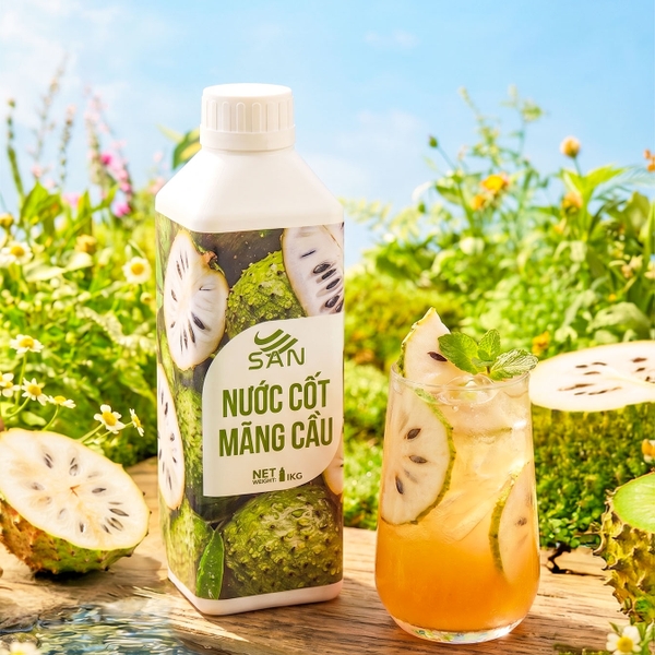 Nước Cốt Mãng Cầu SAN Chai 1Kg – Pha Trà Trái Cây, Soda, Đá Xay, Sữa Chua