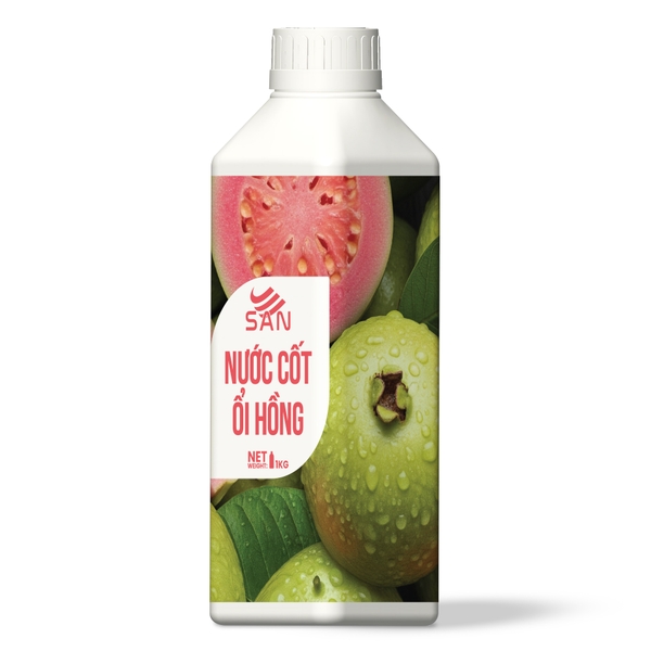 NƯỚC CỐT ỔI HỒNG Chai 1Kg (Trái Cây Tự Nhiên - Hương Thơm, Màu Sắc Nổi Bật)