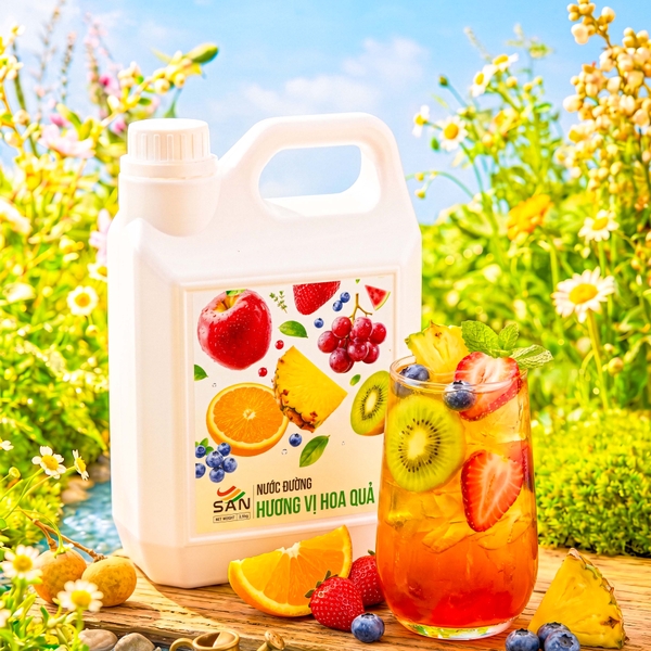 Nước Đường Hương Vị Hoa Quả Chai 2.5kg Tiện Dụng, Chuẩn Pha Chế Trà Sữa, Đồ Uống