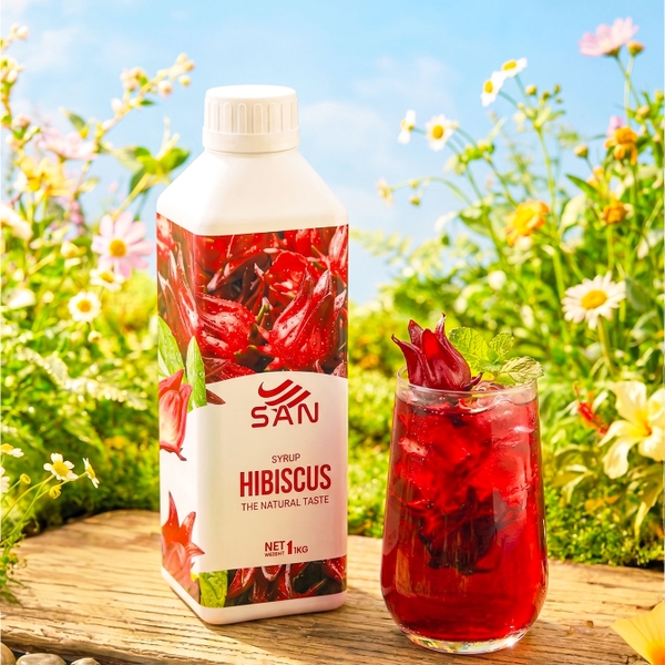 Syrup Hibiscus SAN Chai 1Kg – Siro Atiso Đỏ Pha Trà Trái Cây, Soda, Cocktail