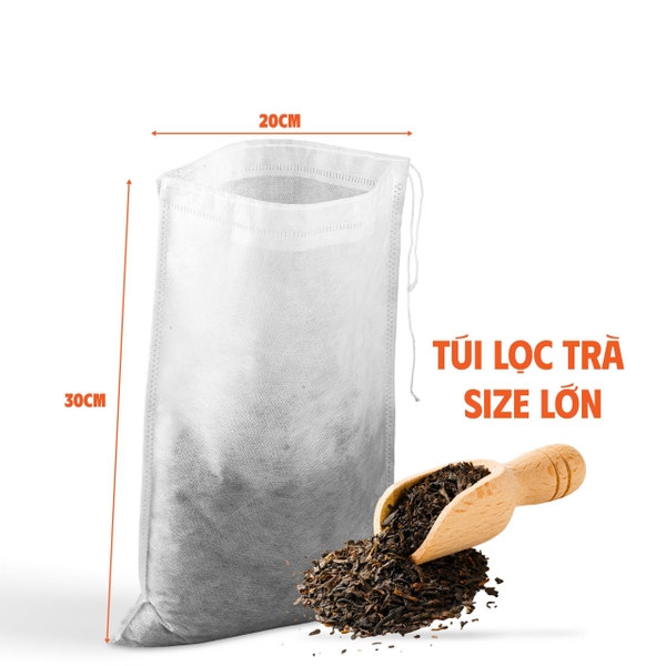 Túi Lọc Trà Size Lớn - Kích Thước 20x30cm (Có Dây Rút- Không Dệt Cao Cấp, Siêu Tiện Dụng-Dùng Được Nhiều Lần)