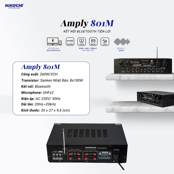 Smart Amply NKC-801M (Amply nghe nhạc Karaoke 801) !