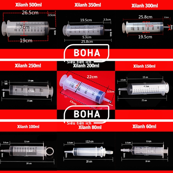 Ống tiêm 250ml, xilanh 250ml, ống tiêm to - XL250